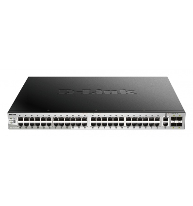 D-Link DGS-3130-54PS L3 Stck. Mng. PoE switch, 48x GbE PoE+, 2x 10G RJ-45, 4x 10G SFP+, PoE 370W