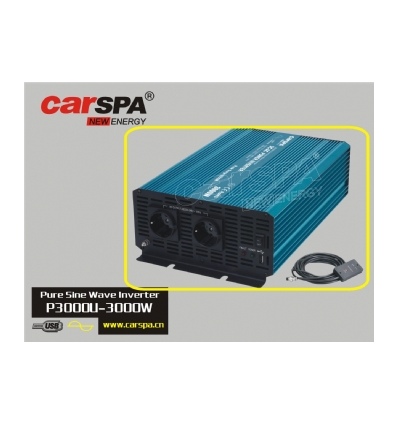 Měnič napětí Carspa P3000U-24 24V/230V+USB 3000W, čistá sinusovka