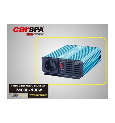 Měnič napětí Carspa P400U-122 12V/230V+USB 400W, čistá sinusovka