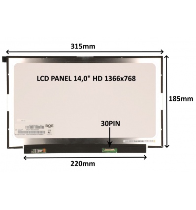 LCD PANEL 14,0" HD 1366x768 30PIN MATNÝ / BEZ ÚCHYTŮ