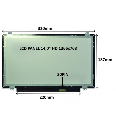 LCD PANEL 14,0" HD 1366x768 30PIN MATNÝ / ÚCHYTY NAHOŘE A DOLE