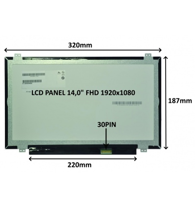 LCD PANEL 14,0" FHD 1920x1080 30PIN MATNÝ IPS / ÚCHYTY NAHOŘE A DOLE