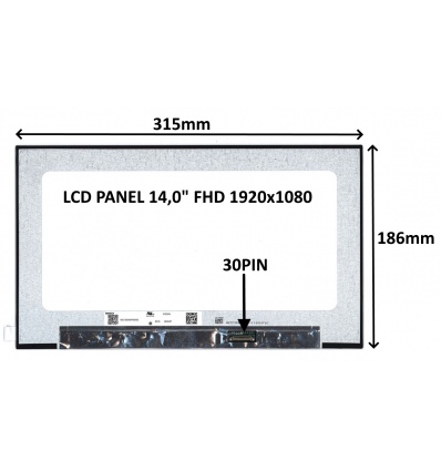 LCD PANEL 14,0" FHD 1920x1080 30PIN MATNÝ IPS / BEZ ÚCHYTŮ