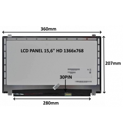 LCD PANEL 15,6" HD 1366x768 30PIN MATNÝ / ÚCHYTY NAHOŘE A DOLE