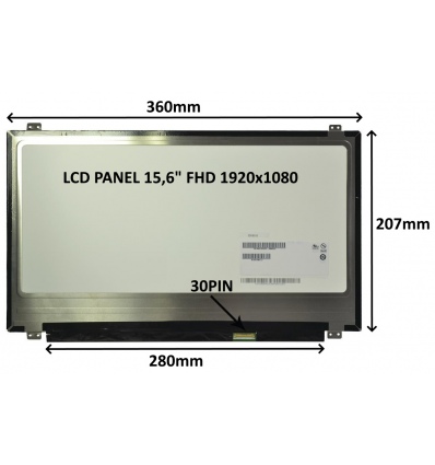 LCD PANEL 15,6" FHD 1920x1080 30PIN LESKLÝ IPS / ÚCHYTY NAHOŘE A DOLE