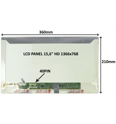 LCD PANEL 15,6" HD 1366x768 40PIN LESKLÝ / ŠROUBOVÁNÍ Z BOKŮ