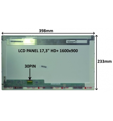 LCD PANEL 17,3" HD+ 1600x900 30PIN LESKLÝ / ŠROUBOVÁNÍ Z BOKŮ