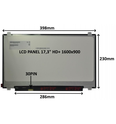 LCD PANEL 17,3" HD+ 1600x900 30PIN MATNÝ / ÚCHYTY NAHOŘE A DOLE