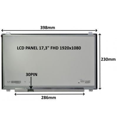 LCD PANEL 17,3" FHD 1920x1080 30PIN MATNÝ IPS / ÚCHYTY NAHOŘE A DOLE