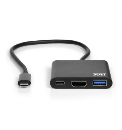 PORT CONNECT USB-C HUB, HDMI 1X 4K + USB-A + USB-C, černý