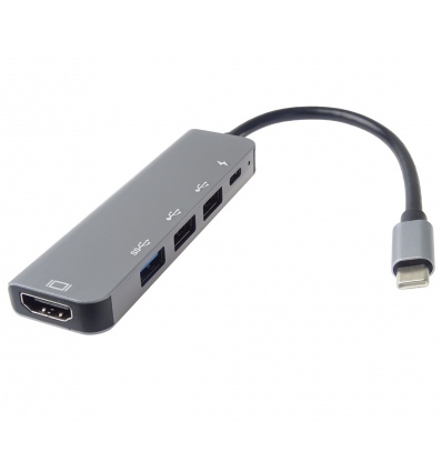 PremiumCord USB-C na HDMI + USB3.0 + 2x USB2.0 + PD(power delivery) adaptér