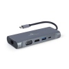 Gembird USB-C 7v1 multiport USB 3.0 + HDMI + VGA + PD + čtečka karet + stereo audio