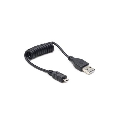 Kabel USB A Male/Micro B Male, 0.6m,kroucený,černý