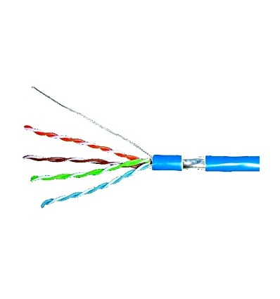 Kabel F/UTP Cat.5e 4x2xAWG24, LS0H plášt modrý, box 305m