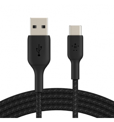 BELKIN kabel oplétaný USB-C - USB-A, 1m, černý