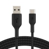 BELKIN kabel oplétaný USB-C - USB-A, 1m, černý