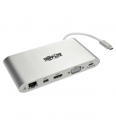 Tripplite Dokovací stanice USB-C/2x displej,HDMI 4K,mDP,VGA,USB 3.2 G1, USB-A/C, GbE, 100W nabíjení