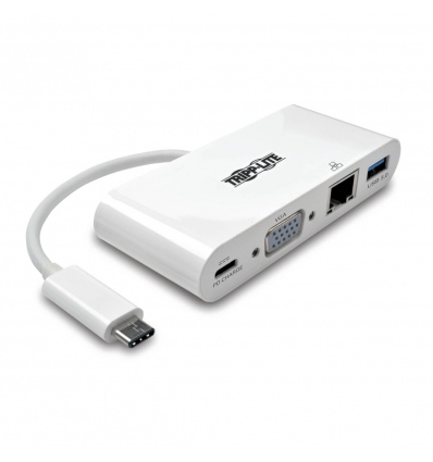 Tripplite Mini dokovací stanice USB-C / VGA, USB-A, Gbe, nabíjení, bílá