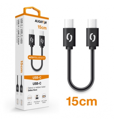 ALIGATOR Datový kabel POWER USB-C/USB-C 15cm, černý