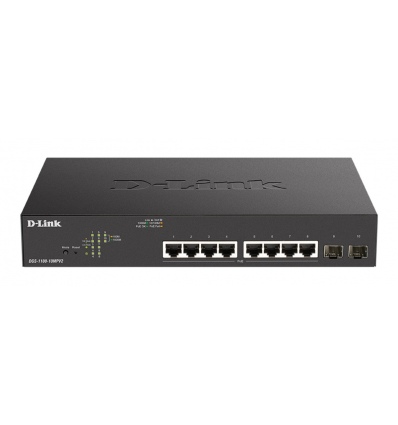 D-Link DGS-1100-10MPV2, 8x 1000Base-T 802.3af/802.3at PoE, 2x SFP, 130W PoE budget