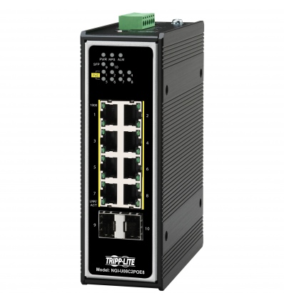 Tripplite Přepínač 8xzdroj Unmanaged Ethernet Switch,10/100/1000Mb/s,2GbE SFP,PoE+30W,-40°+75°C, DIN