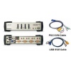 ATEN 4port KVMP USB+PS/2, USB HUB, audio, 1.2m