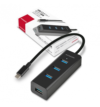 AXAGON HUE-S2C, 4x USB 3.0 CHARGING hub, micro USB nap. konektor, kabel USB-C 40cm