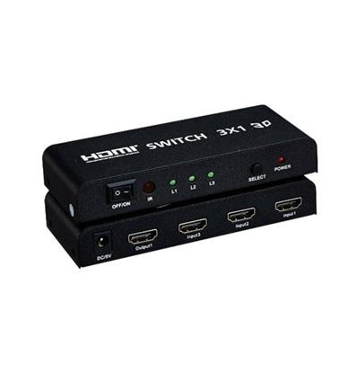 PremiumCord HDMI switch 3:1 kovový, dálkové ovl.