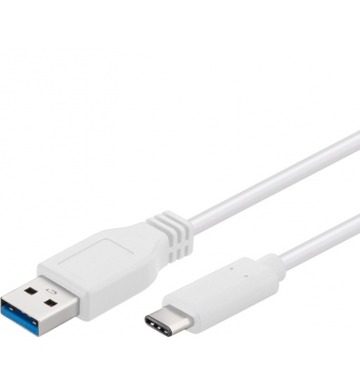 PremiumCord USB-C/male - USB 3.0 A/Male, bílý, 0,5m