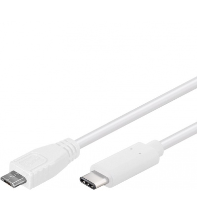 PremiumCord USB-C/male - USB 2.0 Micro-B/Male, bílý, 0,6m