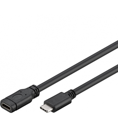 PremiumCord Převodník Prodlužovací kabel USB-C M/F, černý, 1m