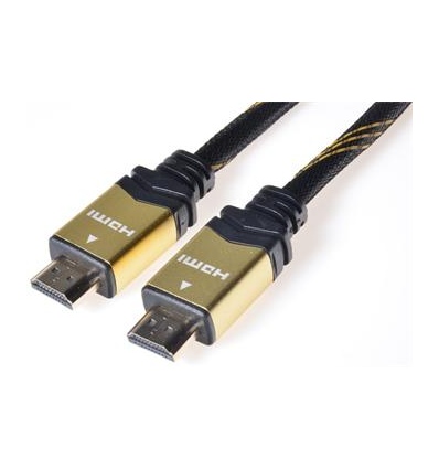 PremiumCord GOLD HDMI + Ethernet kabel, zlac., 1m