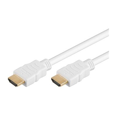 PremiumCord HDMI High Speed + Ethernet kabel,bílý, zlacené konektory, 1,5m