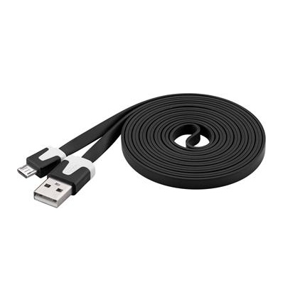 PremiumCord Kabel microUSB 2.0, A-B, plochý, černý