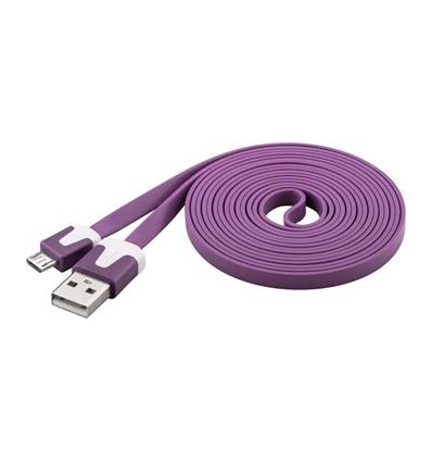 PremiumCord Kabel microUSB 2.0, A-B, plochý, fialový