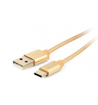 GEMBIRD Opletaný USB-C - USB 2.0, M/M, 1,8 m, zlatý