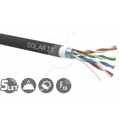 Instalační kabel Solarix CAT5E FTP PVC+PE Fca dvojitý plášť 305m/cívka SXKD-5E-FTP-PVC+PE