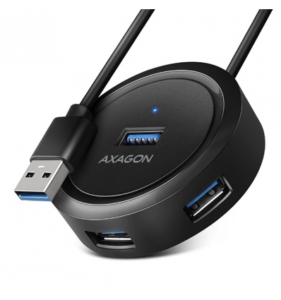 AXAGON HUE-P1A, 4x USB 3.2 Gen 1 ROUND hub, micro USB napájecí konektor, kabel USB-A 30cm