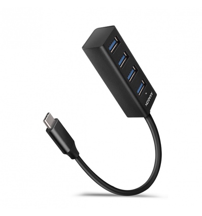 AXAGON HUE-M1C, 4x USB 3.2 Gen 1 MINI hub, kovový, kabel USB-C 20cm