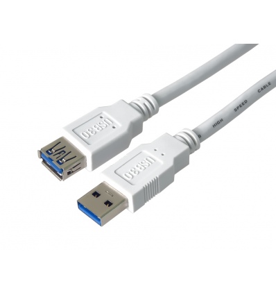 PremiumCord Prodlužovací kabel USB 3.0 Super-speed 5Gbps A-A, MF, 9pin, 0,5m bílá