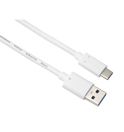 PremiumCord kabel USB-C - USB 3.0 A (USB 3.2 generation 2, 3A, 10Gbit/s) 0,5m bílá