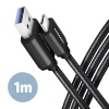 AXAGON BUCM3-AM10AB, SPEED kabel USB-C - USB-A, 1m, USB 3.2 Gen 1, 3A, ALU, oplet, černý