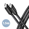 AXAGON BUCM3-CM15AB, SPEED kabel USB-C - USB-C, 1.5m, USB 3.2 Gen 1, PD 60W 3A, ALU, oplet, černý