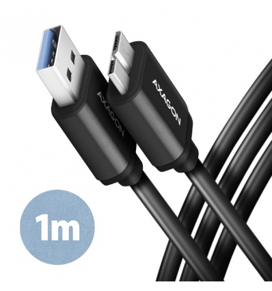 AXAGON BUMM3-AM10AB, SPEED kabel Micro-B USB - USB-A, 1m, USB 3.2 GEN 1, 3A, ALU, tpe, černý