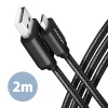 AXAGON BUMM-AM20AB, HQ kabel Micro USB - USB-A, 2m, USB 2.0, 2.4A, ALU, oplet, černý