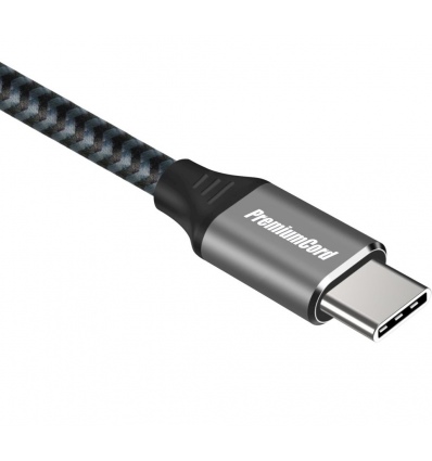 PremiumCord Kabel USB-C M/M, 100W 20V/5A 480Mbps bavlněný oplet, 0,5m