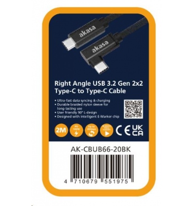 AKASA - USB 3.2 Gen 2 Type-C na C, úhlová