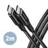 AXAGON BUCM-CM20AB, HQ kabel USB-C - USB-C, 2m, USB 2.0, PD 60W 3A, ALU, oplet, černý