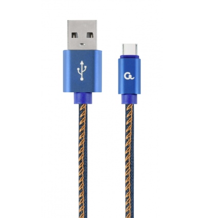 Gembird oplétaný denim USB-A/USB-C kabel 1m