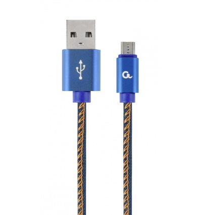 Gembird oplétaný denim USB-A/microUSB kabel 1m